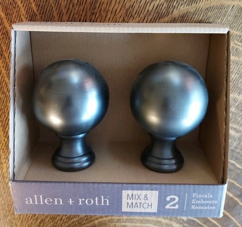 Allen + Roth Mix & Match Curtain Rod Finials Round ~ Gun Metal Finish #1239781 - Picture 2 of 4