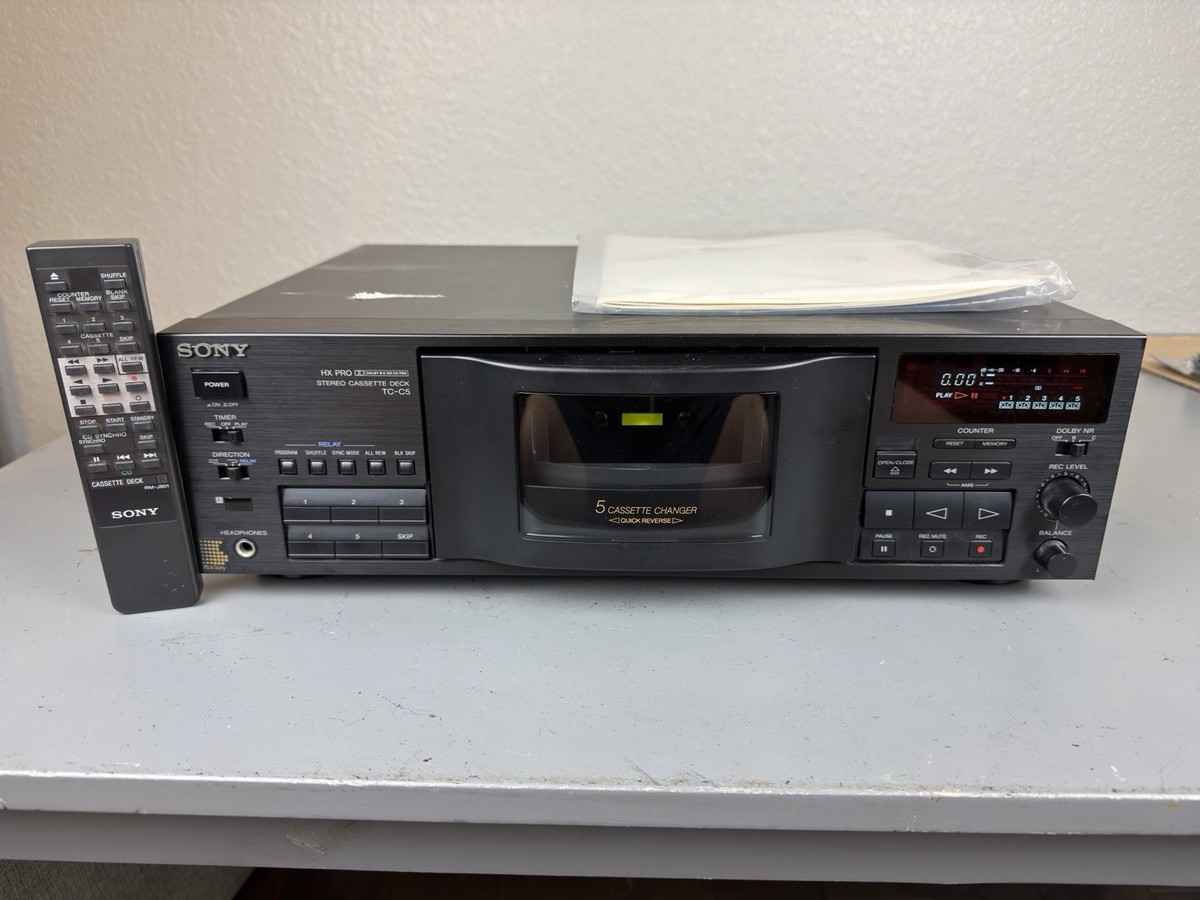 Sony TC-C5 Stereo 5-Cassette Deck For Parts/ Repair Powers On