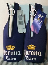 2 CORONA EXTRA BEER BOTTLE ZIP UP COOLER HUGG...
