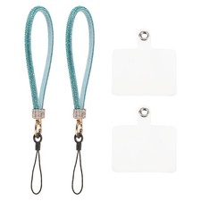 2 Pcs Phone Lanyard, Detachable Wrist Strap Glitters with Phone Patches, Blue