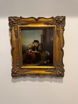 Two Late 19th Century European Paintings on Tin(Chess and Fruit Gathering)