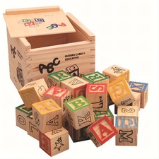 Alphabet Building Blocks With Large Wooden Cubes, Numbers, And Educational Toys