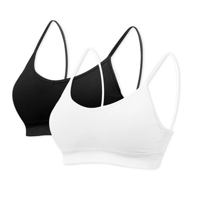 mtuihfo 2er Pack gepolsterte Braletten für Damen ohne Bügel Sport M, weiß + schwarz 