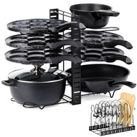 Topfdeckelhalter Aus Metall Schwarz 2In1 FüR Pfanne, Deckel, Topf, Pfannenhalter