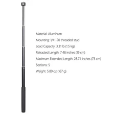 Feiyu V3 Adjustable Extension Pole for Gimbal & Action Cam, 5 Sections, 28" Max