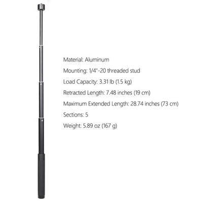 Feiyu V3 Adjustable Extension Pole for Gimbal & Action Cam, 5 Sections, 28'' Max