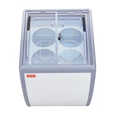5.6cu.ft Sleek Ice Cream Freezer 4 Receptacles Glass Top Dual Access White