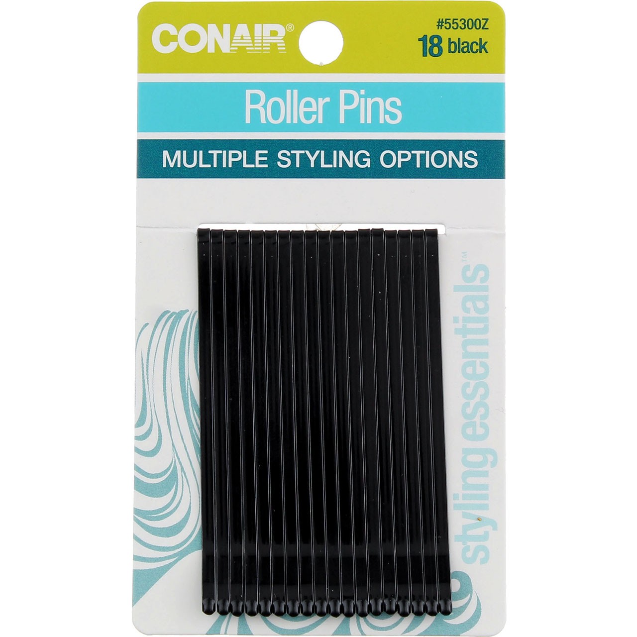 6 Pack Conair Roller Pins, Black, 18 Ct