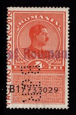 Romania 1930s 4L Bill of Ex Revenue Used Right / Perfin / Chalk Paper - S54604