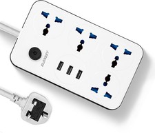 5/6/8 Way 3m Cable Mains Extension Lead Copper Extra Switch 4 USB Socket UK Plug