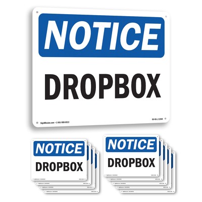 Drop Box OSHA Notice Sign Metal, Plastic, Or Decal - 5 or 10 Pack