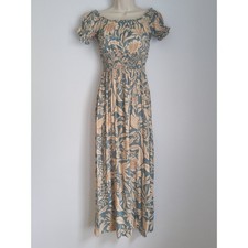 Boho Smocked Off Shoulder Maxi Dress