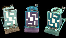 3 KODAK STEP PATTERN PETITE ART DECO CAMERAS in THREE PRETTY COLORS - ART DECO