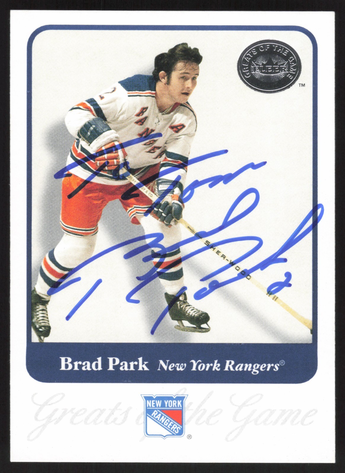 2001-02 Fleer Greats of the Game Brad Park Auto #77 - New York Rangers - HOF