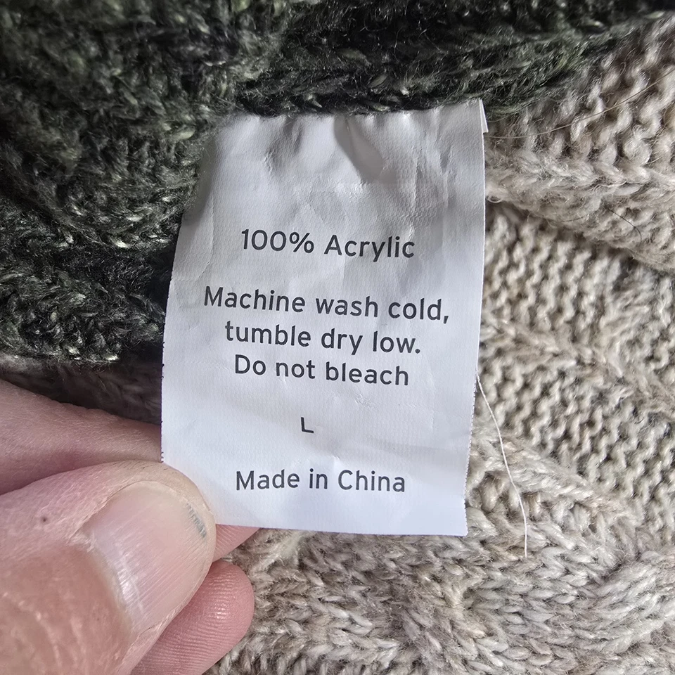 Suéter Eddie Bauer Perro L Grande Tejido con Cable Verde Beige Rayas Mascota Pullover Foto 3 de 4