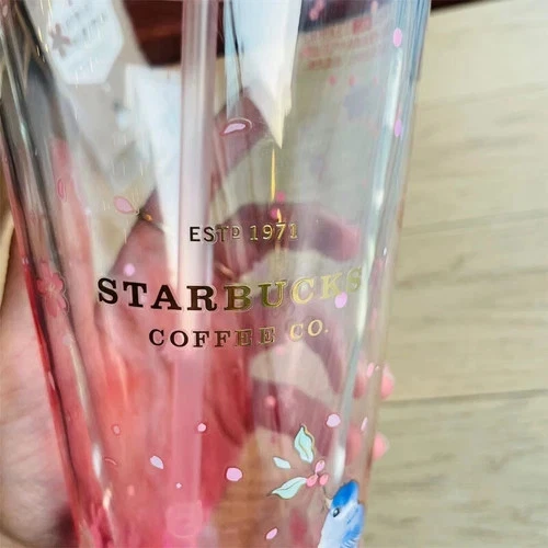 Vaso de pajita de vidrio Starbucks China flor de cerezo rosa Sakura 20 OZ Foto 4 de 4