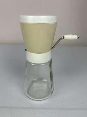 Vintage Gemco Clear Glass Spice nut herb Grinder With Metal Handle 