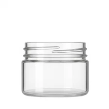 1 oz Clear Plastic Jar Black Ribbed Cap Cosmetic Refillable Jars Caps BPA Free