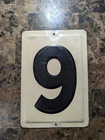 Vintage GAS STATION Sign Numbers 6 / 9 Black & White Embossed Metal Sign #2