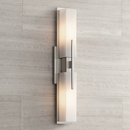 Midtown Modern Wall Light Brushed Nickel Hardwired 23 1/2" Fixture White Glass - Picture 9 of 10