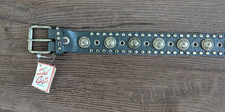 Vintage Sand Castle Gray Leather Belt with silver studs NWT One size