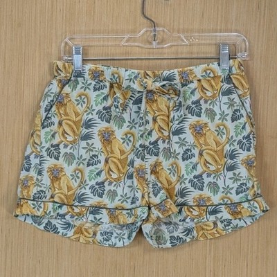 Printfresh Golden Monkey Jungle Sleep Shorts Womens Small Cotton Pajama Bottoms