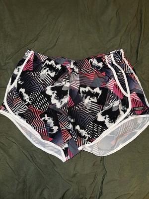 Calvin Klein Performance Women's Black Pink Geometric Athletic Shorts Polyester