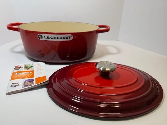Le Creuset Signature Enameled Cast Iron Oval Dutch Oven, 8 Qt, Cerise Red