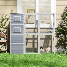 4-Tier Cat Playpen Outdoor Cat House Catio Enclosure with Resting Box, Platforms