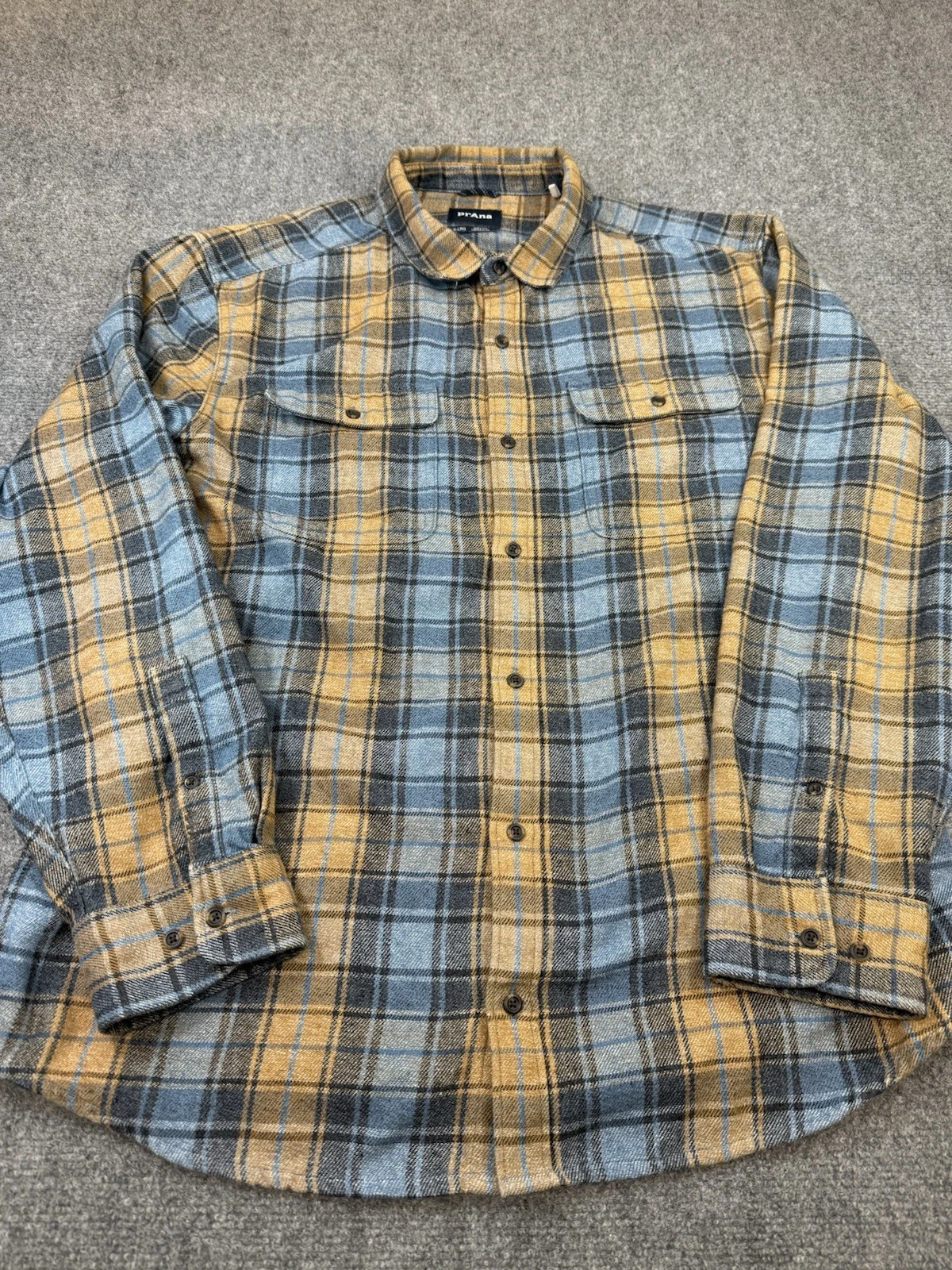 Prana Shirt Mens X Large Plaid Lybek Flannel Outdoor Camping Hiking
