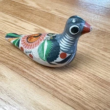 Rare 1950s Vintage Hand Painted Tonala Mexican Pottery Bird Folk Art 