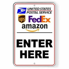 Delivery Instruction Enter Here Sign METAL package usps fedex ups amazon SI89