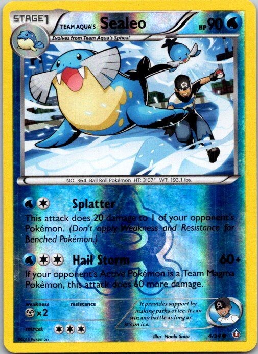 Team Aqua's Sealeo 4/34 Reverse Holo Common Double Crisis LP