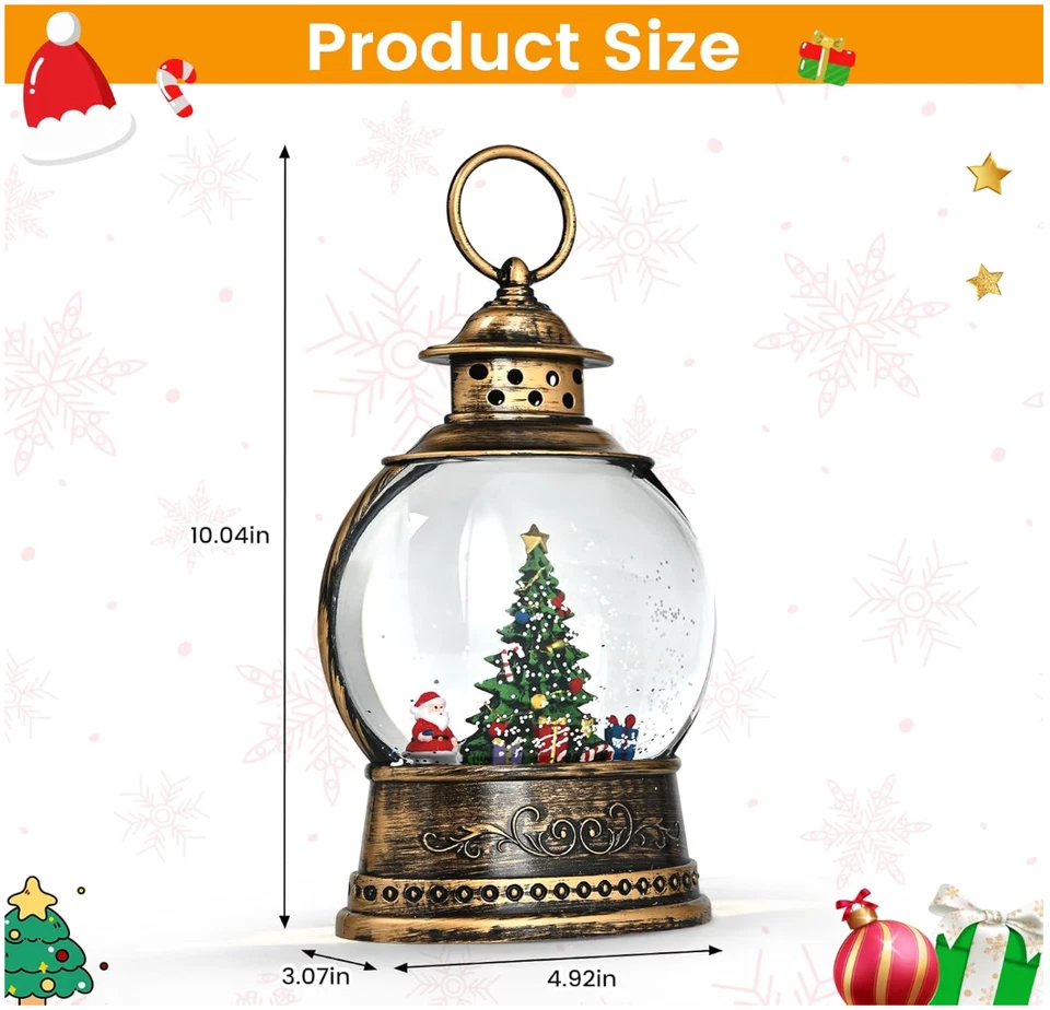 Linterna Globo de Nieve Árbol de Navidad, Iluminada Musical Decoraciones de Navidad con Sw Foto 3 de 4
