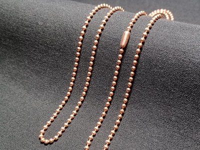 Copper Dog Tag Chain Military 2.4mm Ball Bead Necklace, Bracelet or Short Chain