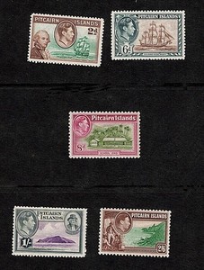 Pitcairn Island stamps 4 6 6A 7 8 - KG6 mid-values - 1940 MH OG BkN