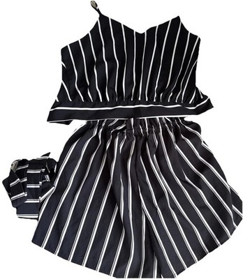 2 piece short set Crop Top Womens S Keyhole Dress mob wife business strip