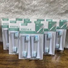 Lot of 6 X 4 Electric Toothbrush Head Click-On HX614-X Standard Clean