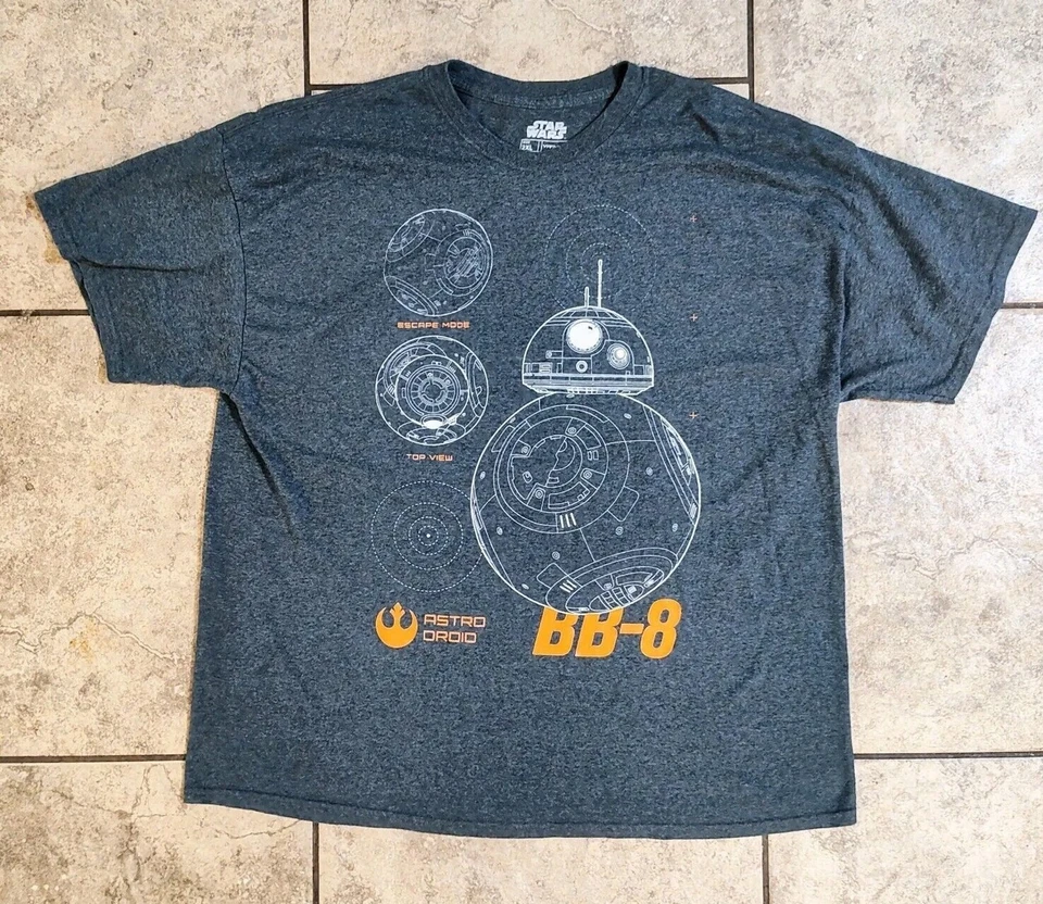 Camiseta para hombre Star Wars BB-8 Astro Droid talla 2XL gris oscuro ENVÍO RÁPIDO Foto 2 de 4