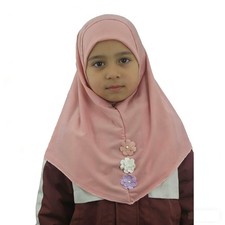 Pull On Instant Hijab Flowers Turban Headwear Wrap Muslim One Piece for Girls