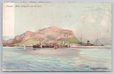 Palermo Monte Pellegrino Hafen Schiffe E Bergami Napoli Topographie Italien 1907
