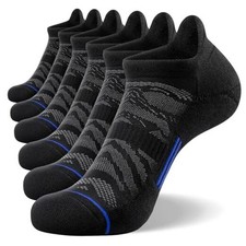 Men's 6 Pack Ankle Running Socks Low Cut Cushioned Athletic 9-12 Black blue
