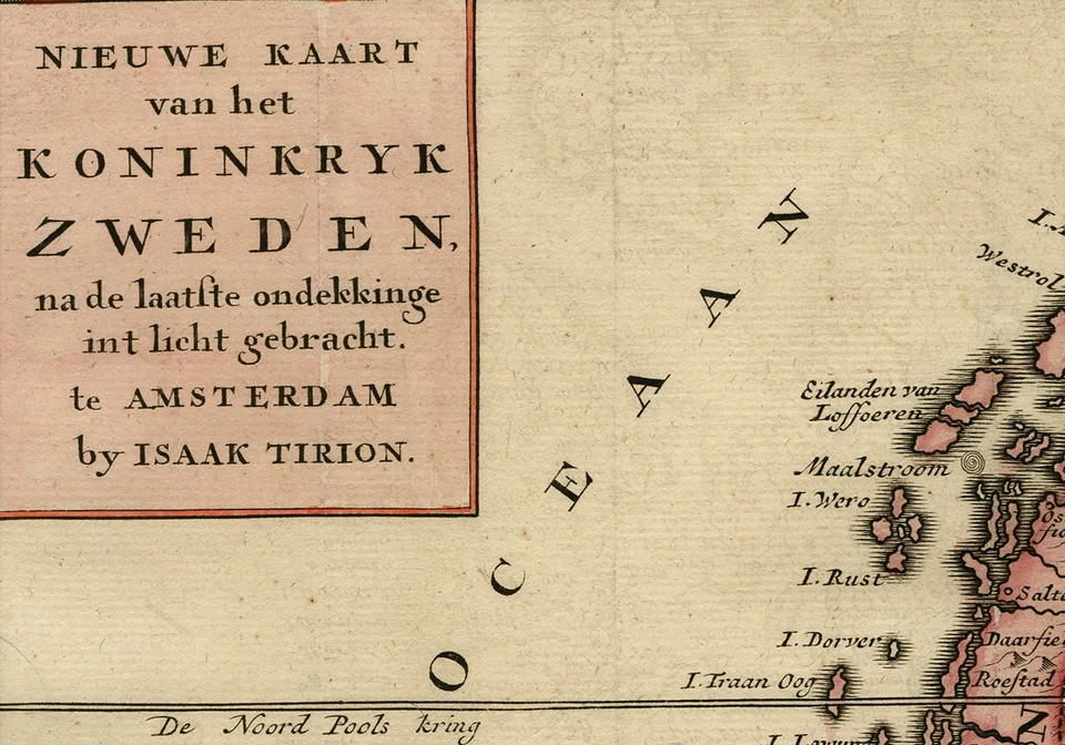 Antique Map-Cartography-Map of Scandinavia-Norway-Finland-Sweden-Tirion-ca. 1738 - Image 4 of 4