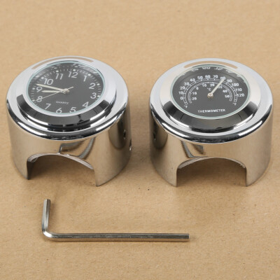 7/8'' 1'' Motorcycle Handlebar Dial Mount Clock Thermometer Temp Chopper Cruiser