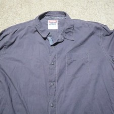 Wrangler Jeans CO Solid Blue Button Down Shirt Long Sleeve Adult Men's Size 2X