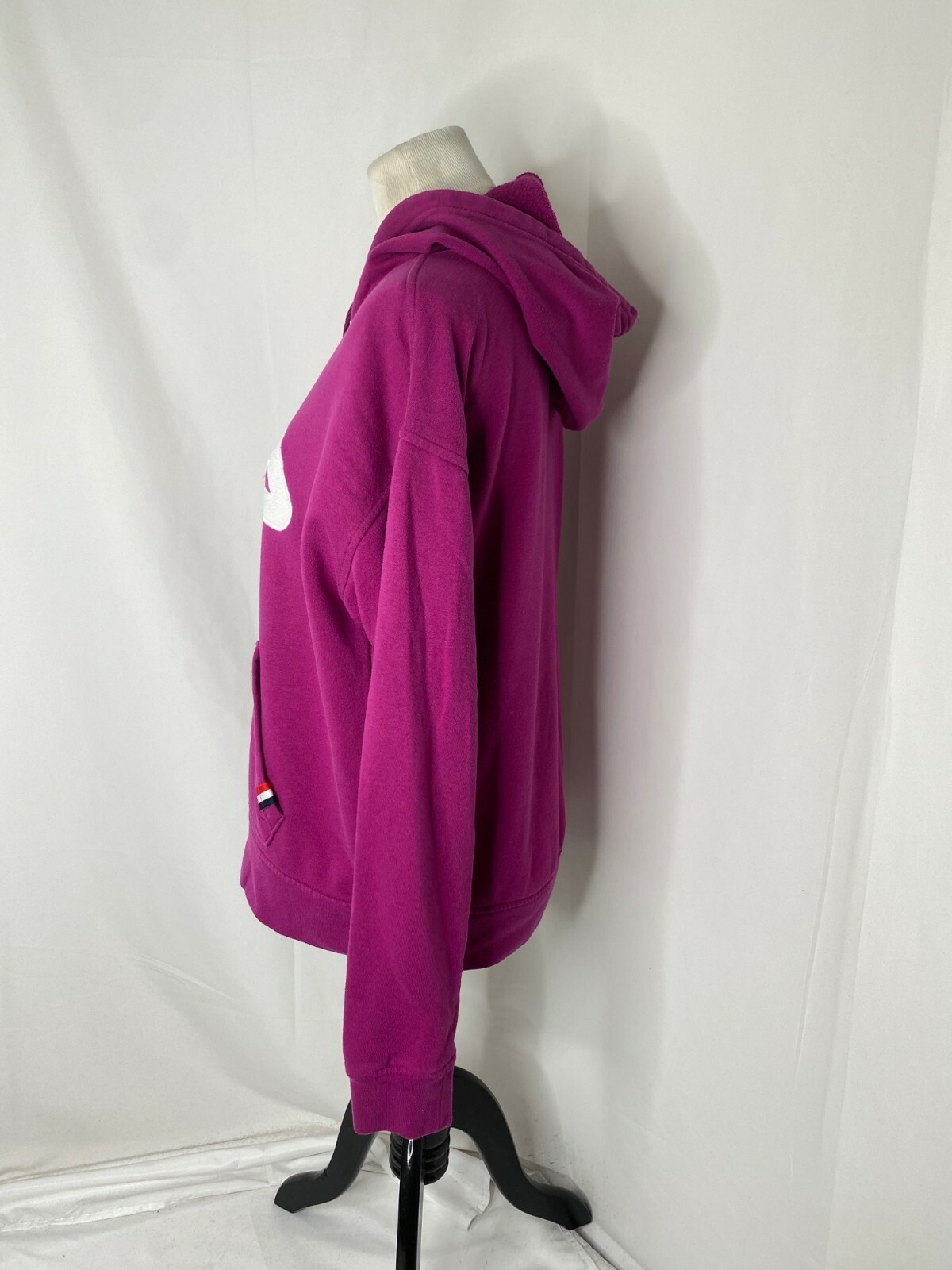 Felpa donna media con cappuccio Fila viola grande logo tasca sportiva