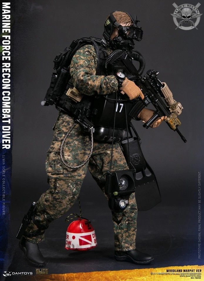 DAMToys Presa Escala 1/6 12" USMC Marine Force Recon Combat Diver Marpat 78055 Nuevo Foto 2 de 3