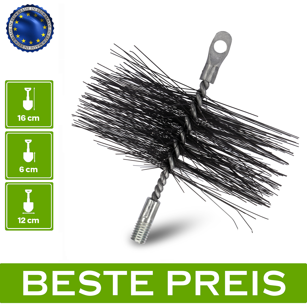 BSD Schornstein Federbürste 160mm - Kaminreinigung Von Oben Oder Unten