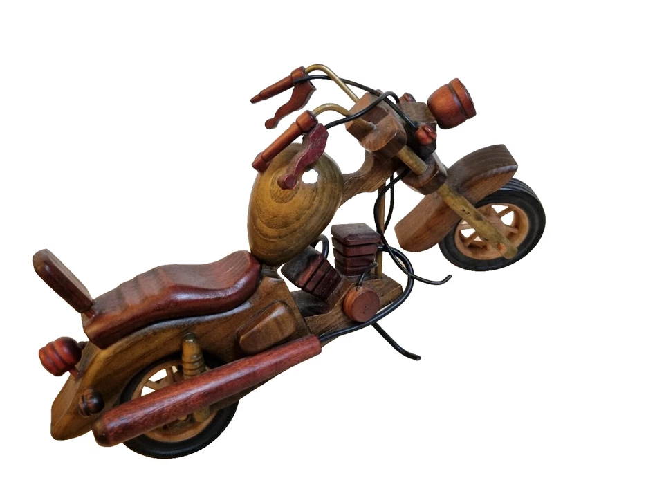 Handgefertigtes Holz Harley Davidson Motorrad Modell Bike Antik Wohndeko - Bild 3 von 4