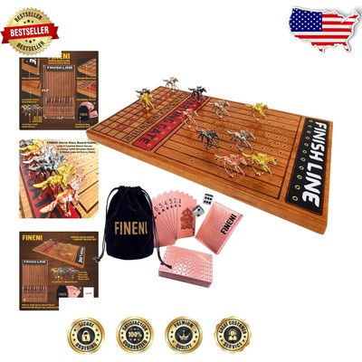 Unique Gift: Luxurious Horse Racing Board Game with Cherry Wood & Metal Horses